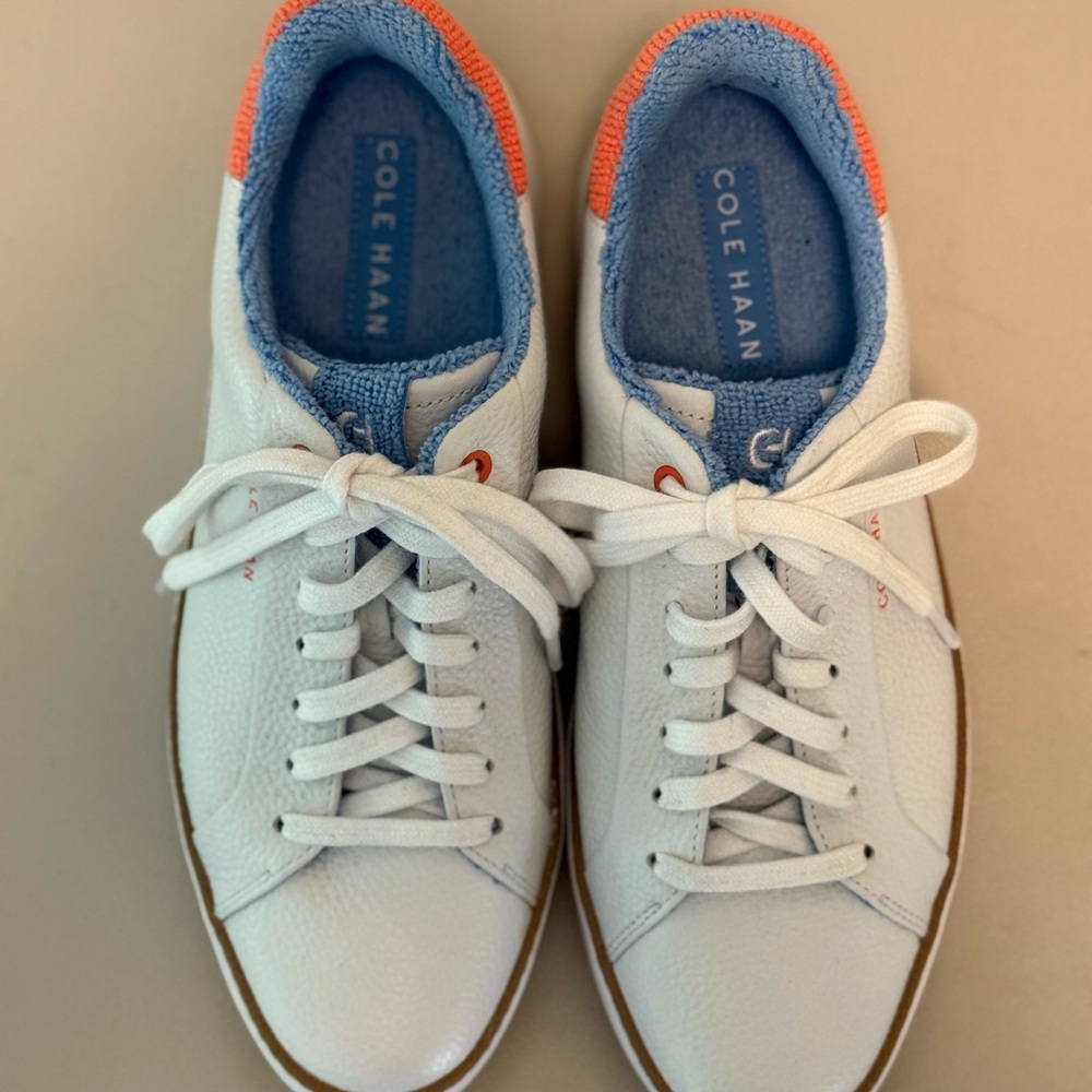 Cole Haan White and Orange Casual Sneakers